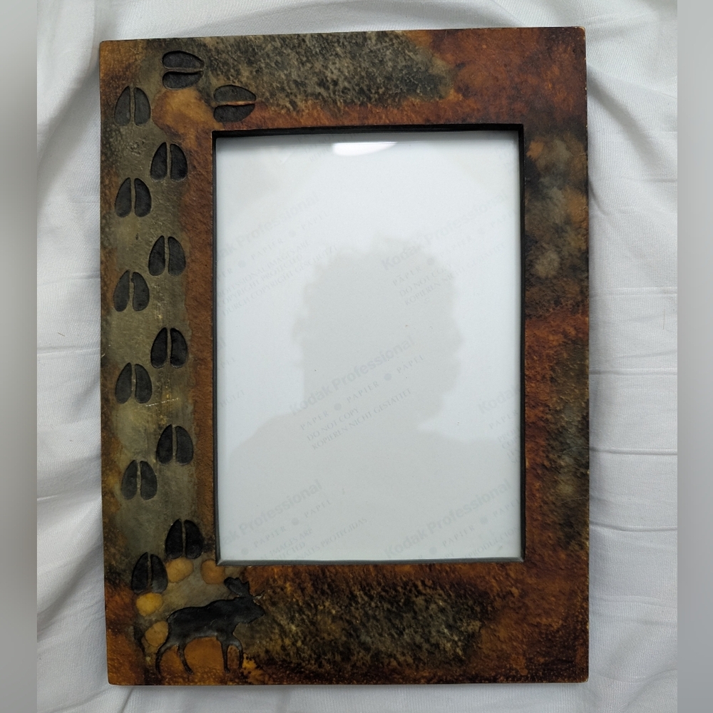 Brown and Black Accent Picture Frame with Moose Details
